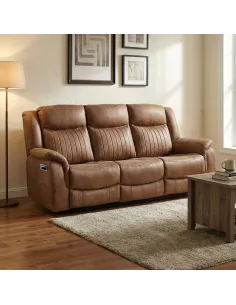 Darlington 3 Seater Sofa with Console - Tan