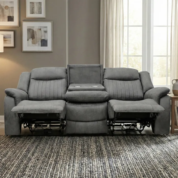 Darlington 3 Seater Electric Sofa with Console - Grey