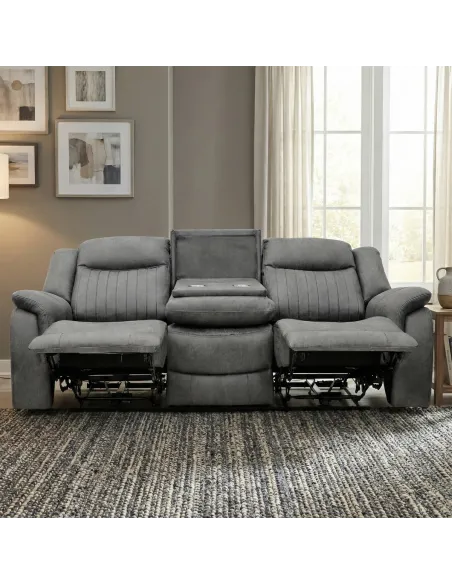Darlington 3 Seater Electric Sofa with Console - Grey