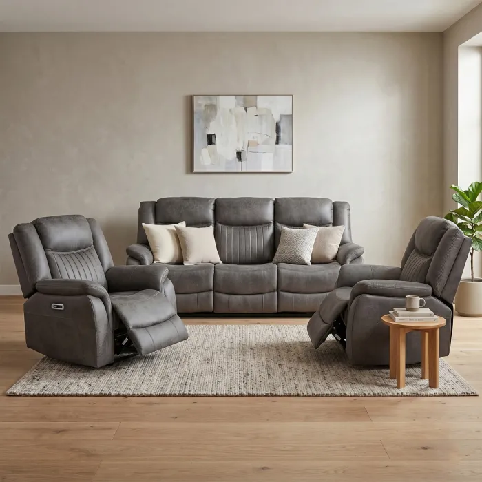 Darlington 3 Seater Electric Sofa with Console - Grey