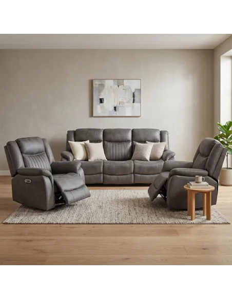 Darlington 3 Seater Electric Sofa with Console - Grey
