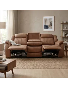 Darlington 3 Seater Electric Sofa with Console - Tan 2