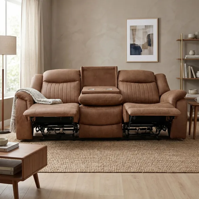 Darlington 3 Seater Electric Sofa with Console - Tan