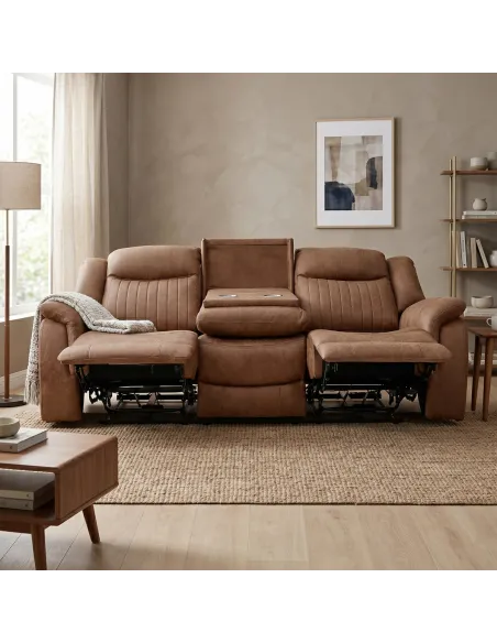 Darlington 3 Seater Electric Sofa with Console - Tan