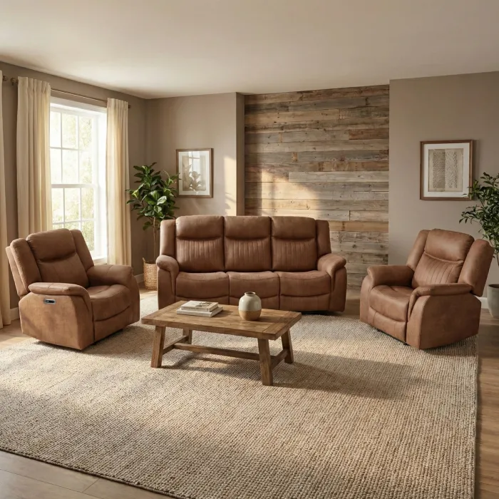 Darlington 3 Seater Electric Sofa with Console - Tan