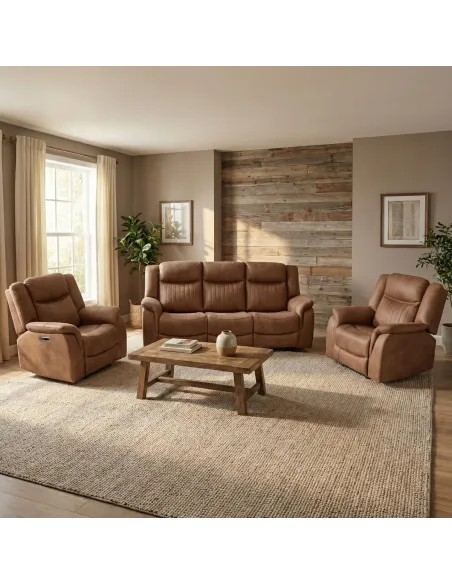 Darlington 3 Seater Electric Sofa with Console - Tan