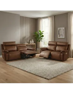 Ashby 3+2 Seater Electric Sofa Suite - Tan