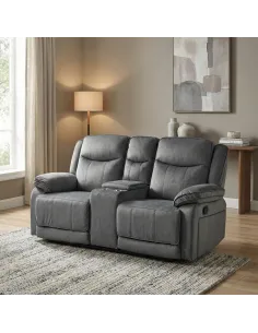 Clayton 2 Seater Recliner Sofa with Console - Grey