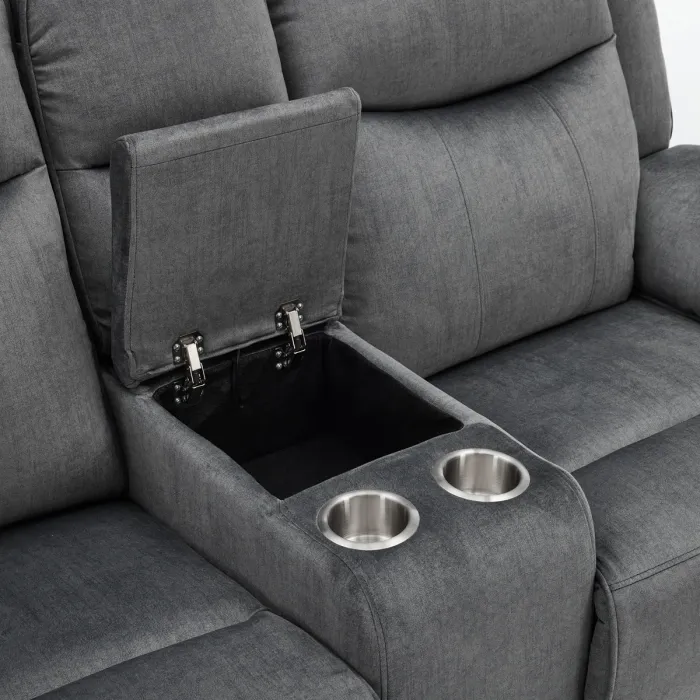 Clayton 2 Seater Recliner Sofa with Console - Grey