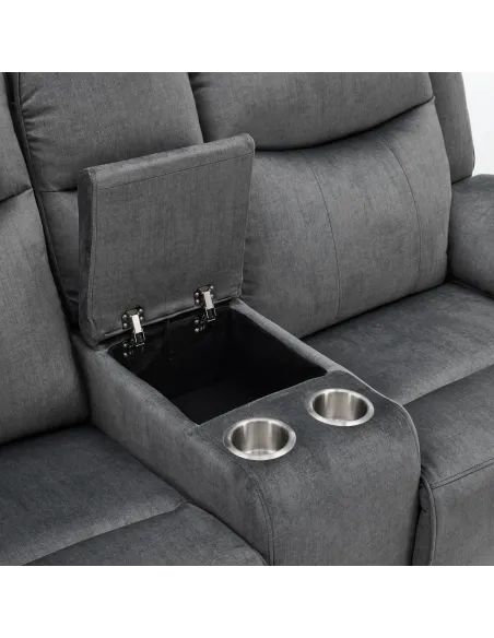 Clayton 2 Seater Recliner Sofa with Console - Grey