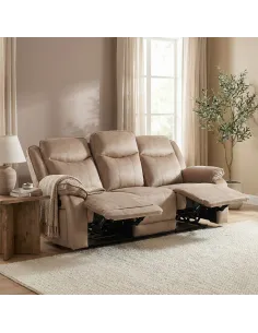 Clayton 3 Seater Recliner Sofa - Light Brown 2
