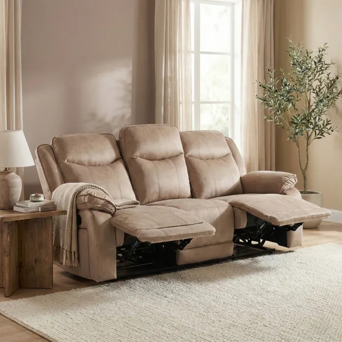 Clayton 3 Seater Recliner Sofa - Light Brown