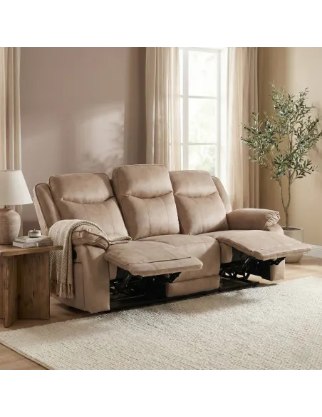 Clayton 3 Seater Recliner Sofa - Light Brown