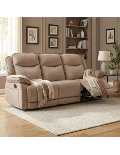 Clayton 3 Seater Recliner Sofa - Light Brown