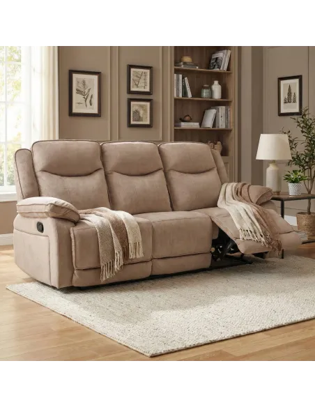 Clayton 3 Seater Recliner Sofa - Light Brown