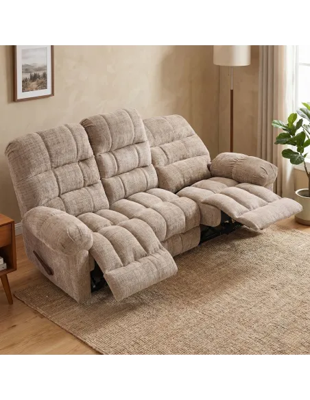 Cloud 3 Seater Recliner Sofa - Beige