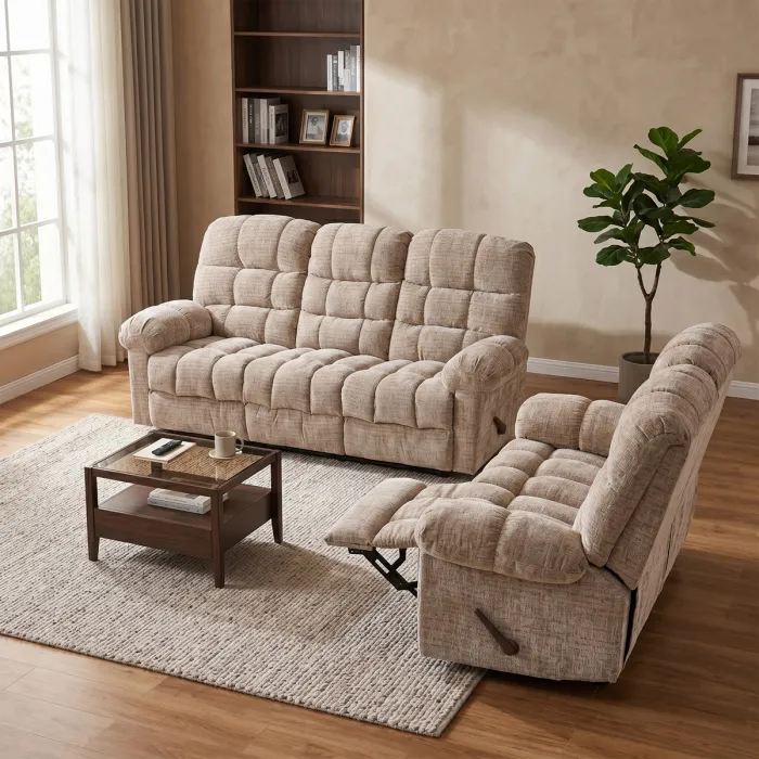 Cloud Recliner 3+2 Sofa Suite - Beige