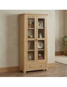 Treviso 2 Door High Display Cabinet  - Oak