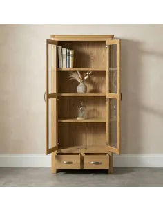 Treviso 2 Door High Display Cabinet  - Oak 2
