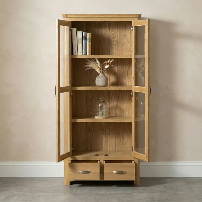 Treviso 2 Door High Display Cabinet  - Oak