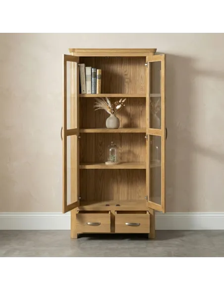 Treviso 2 Door High Display Cabinet  - Oak