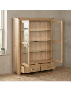 Treviso 2 Door Low Display Cabinet  - Oak 2