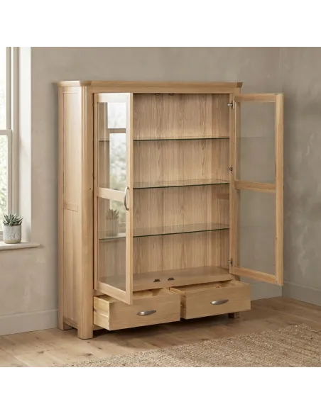 Treviso 2 Door Low Display Cabinet  - Oak