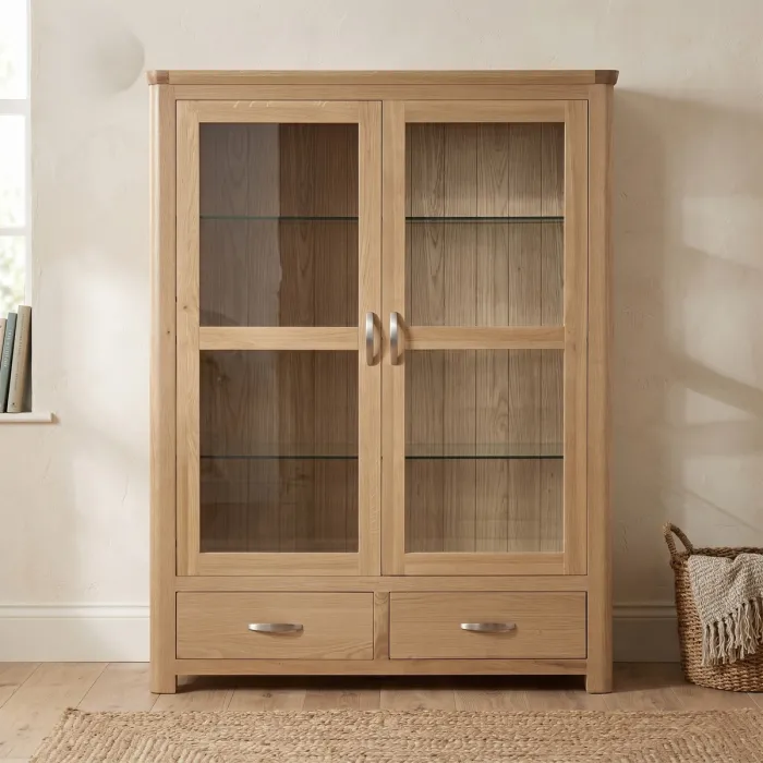 Treviso 2 Door Low Display Cabinet  - Oak
