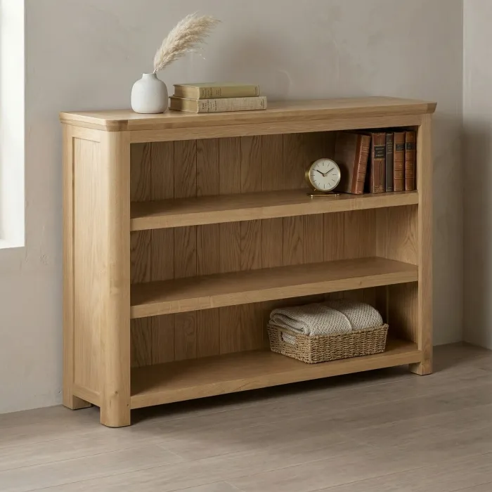 Treviso Low Wide Bookcase  - Oak