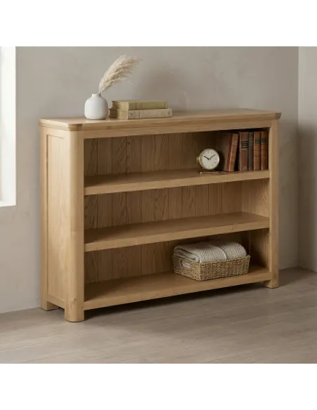 Treviso Low Wide Bookcase  - Oak