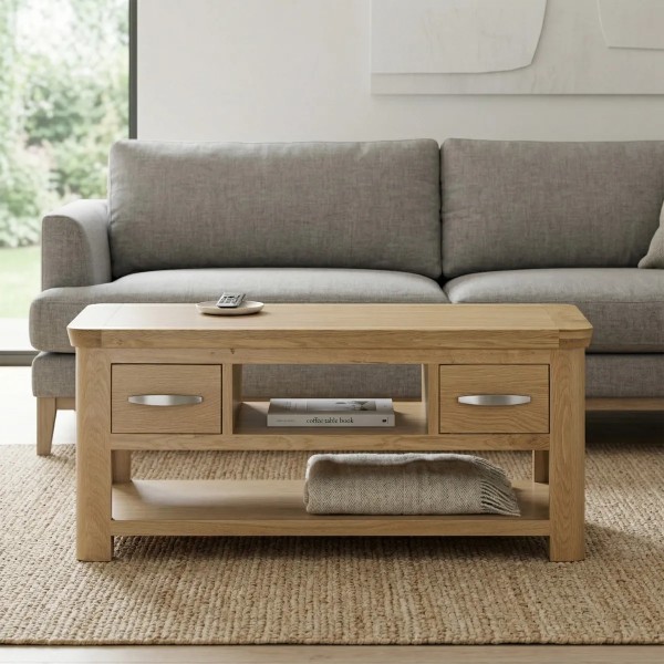 Treviso Coffee Table with Drawer - Oak