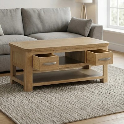 Treviso Coffee Table with Drawer - Oak
