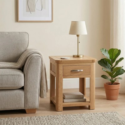 Treviso End Table with Drawer  - Oak