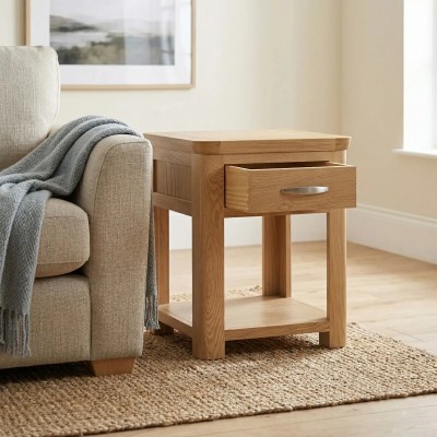 Treviso End Table with Drawer  - Oak