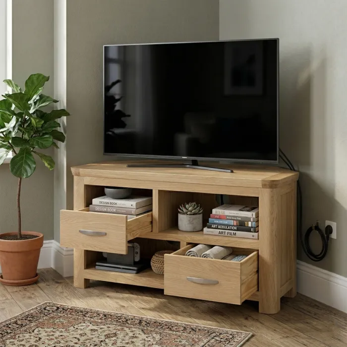Treviso Corner TV Unit  - Oak