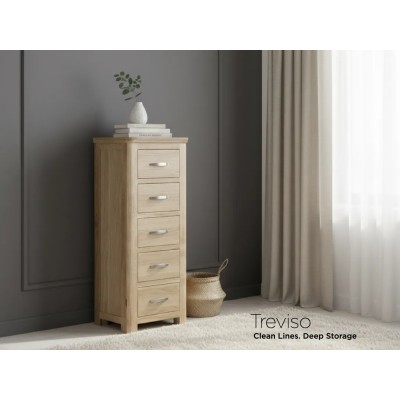 Treviso 5 Drawer Tallboy - Oak