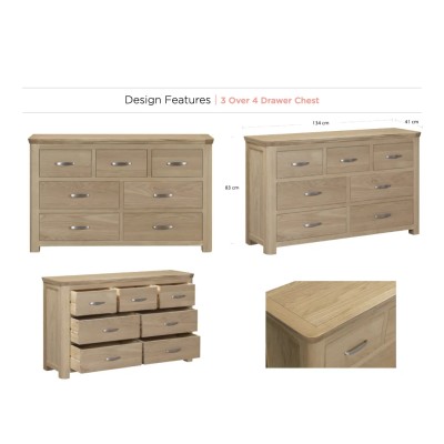 Treviso 3 Over 4 Drawer Chest - Oak