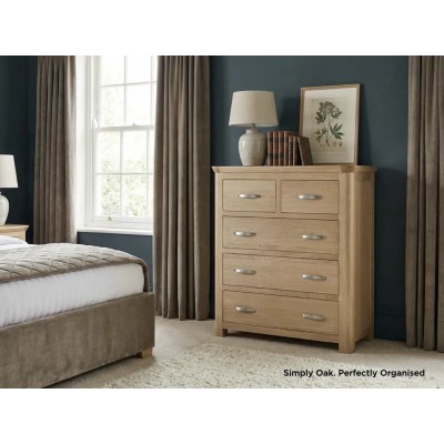 Treviso 2 Over 3 Drawer Chest - Oak