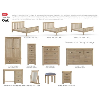 Treviso 2 Over 3 Drawer Chest - Oak