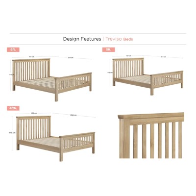 Treviso 5ft Bedframe  - Oak