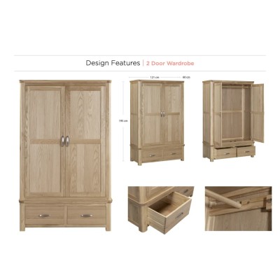 Treviso 2 Door Wardrobe - Oak