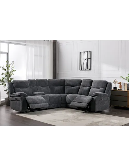 Lahinch Corner Electric Sofa- Dark Grey