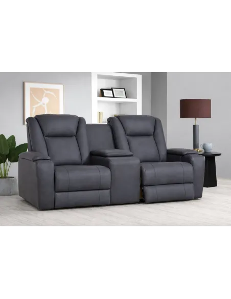 Jesse 2 Seater Electric Sofa with Console - Graphite