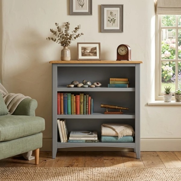 Galloway Small Bookcase - Slate Grey/Oak