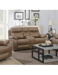 Hugo 2 Seater Recliner Sofa with Console - Tan