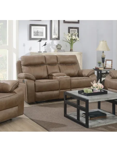 Hugo 2 Seater Recliner Sofa with Console - Tan