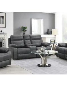 Hugo 2 Seater Recliner Sofa with Console - Gunmetal