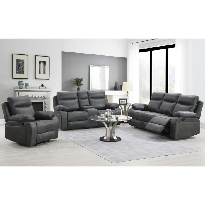 Hugo 2 Seater Recliner Sofa with Console - Gunmetal