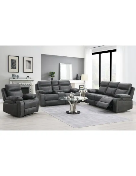Hugo 2 Seater Recliner Sofa with Console - Gunmetal
