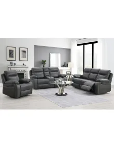 Hugo 3 Seater Recliner Sofa - Gunmetal 2
